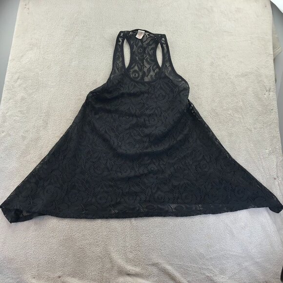Ocean Pacific Womens Tank Top Small Sheer Black Lace Racerback Casual Cover Up - Picture 8 of 9